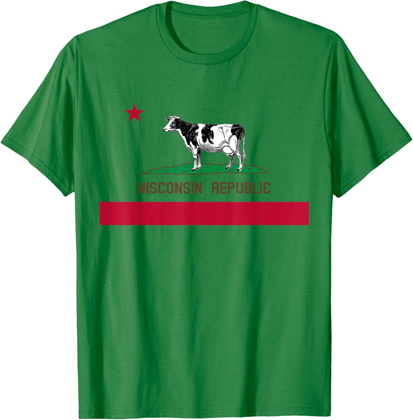 California Style Wisconsin State Flag T-Shirt - T-Shirt | Irish Green