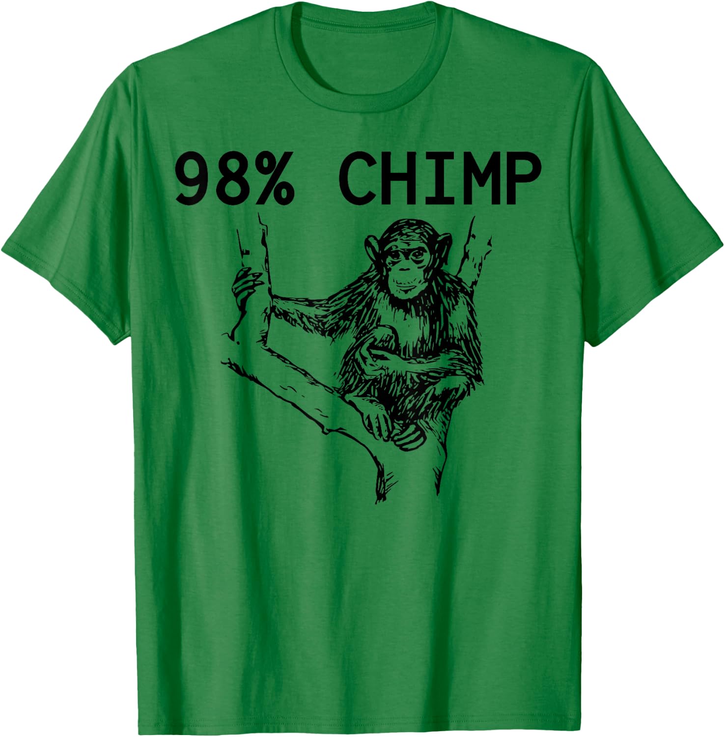 98% Chimp Evolution Science Monkey T-Shirt - T-Shirt | Irish Green