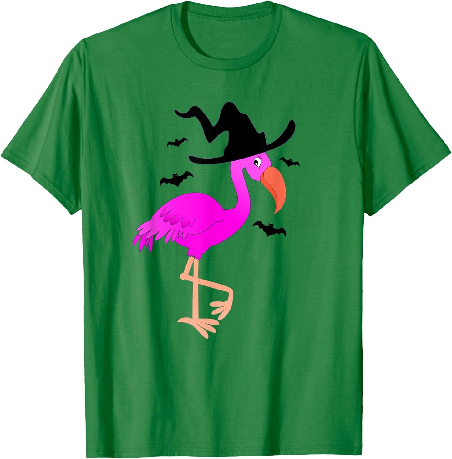 Flamingo Witch Halloween T-Shirt - T-Shirt | Irish Green