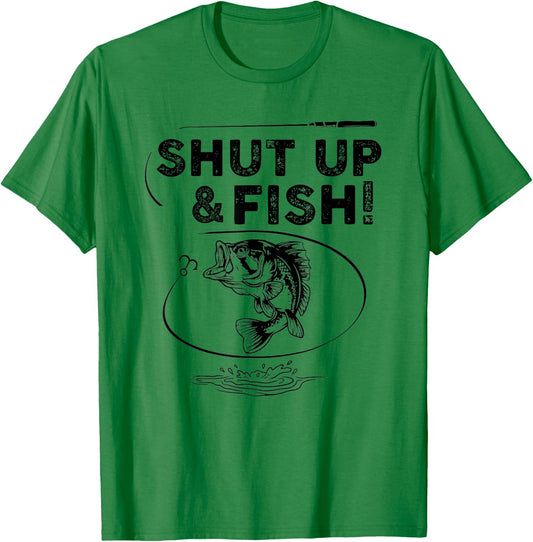 Shut Up - Fish T Shirt Funny Fishing Shirt T-Shirt - T-Shirt | Irish Green