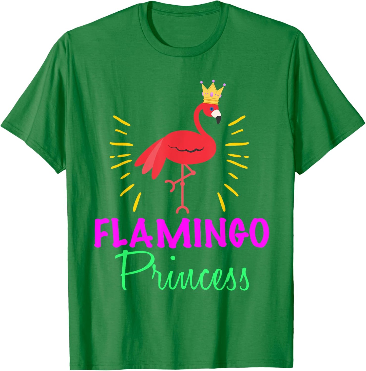 Flamingo Princess With Crown Wading Bird Lover Novelty Shirt T-Shirt - T-Shirt | Irish Green