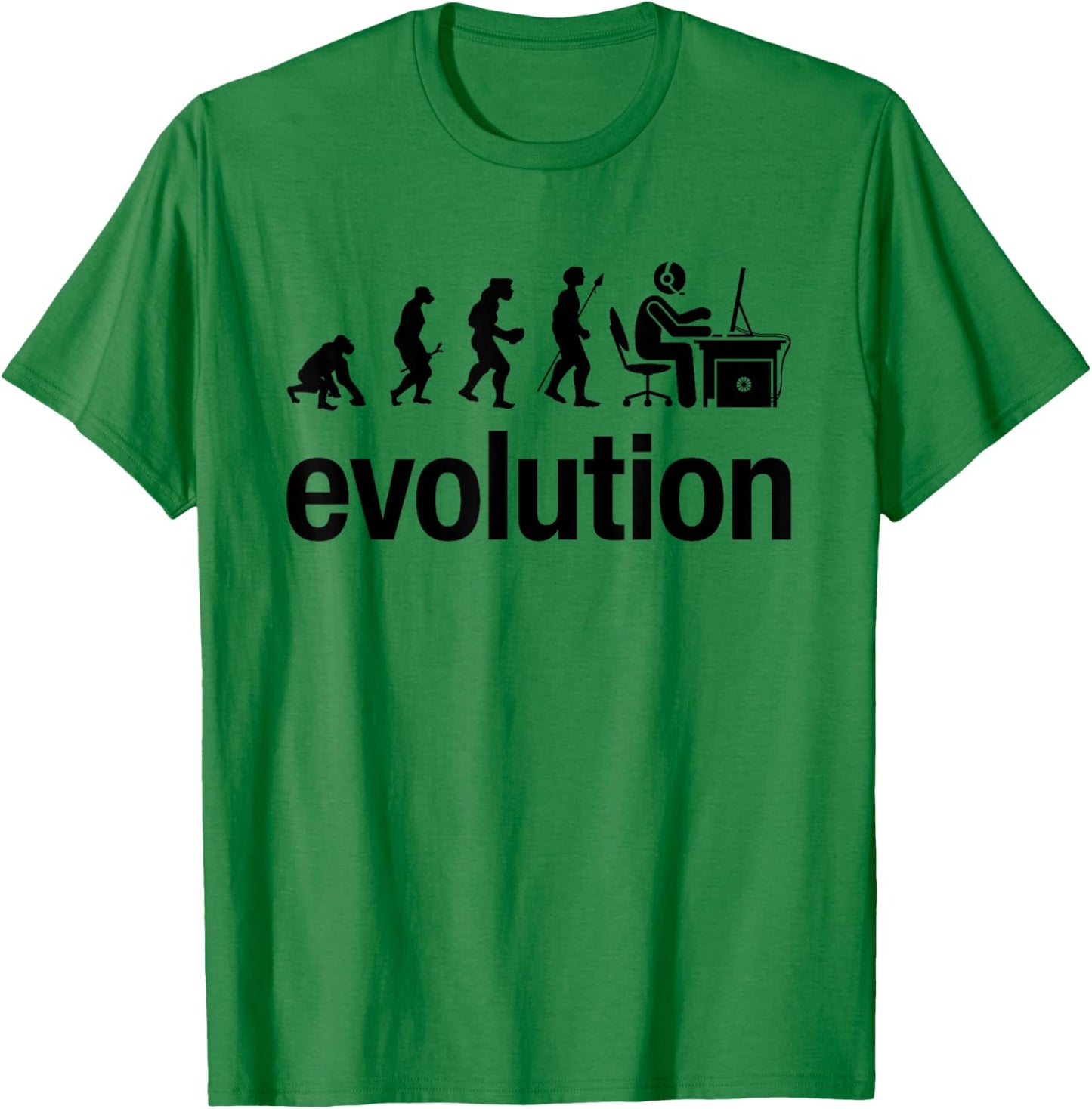 Human Evolution Of Man Geek Gamer Funny Computer IT Nerd T-Shirt - T-Shirt | Irish Green