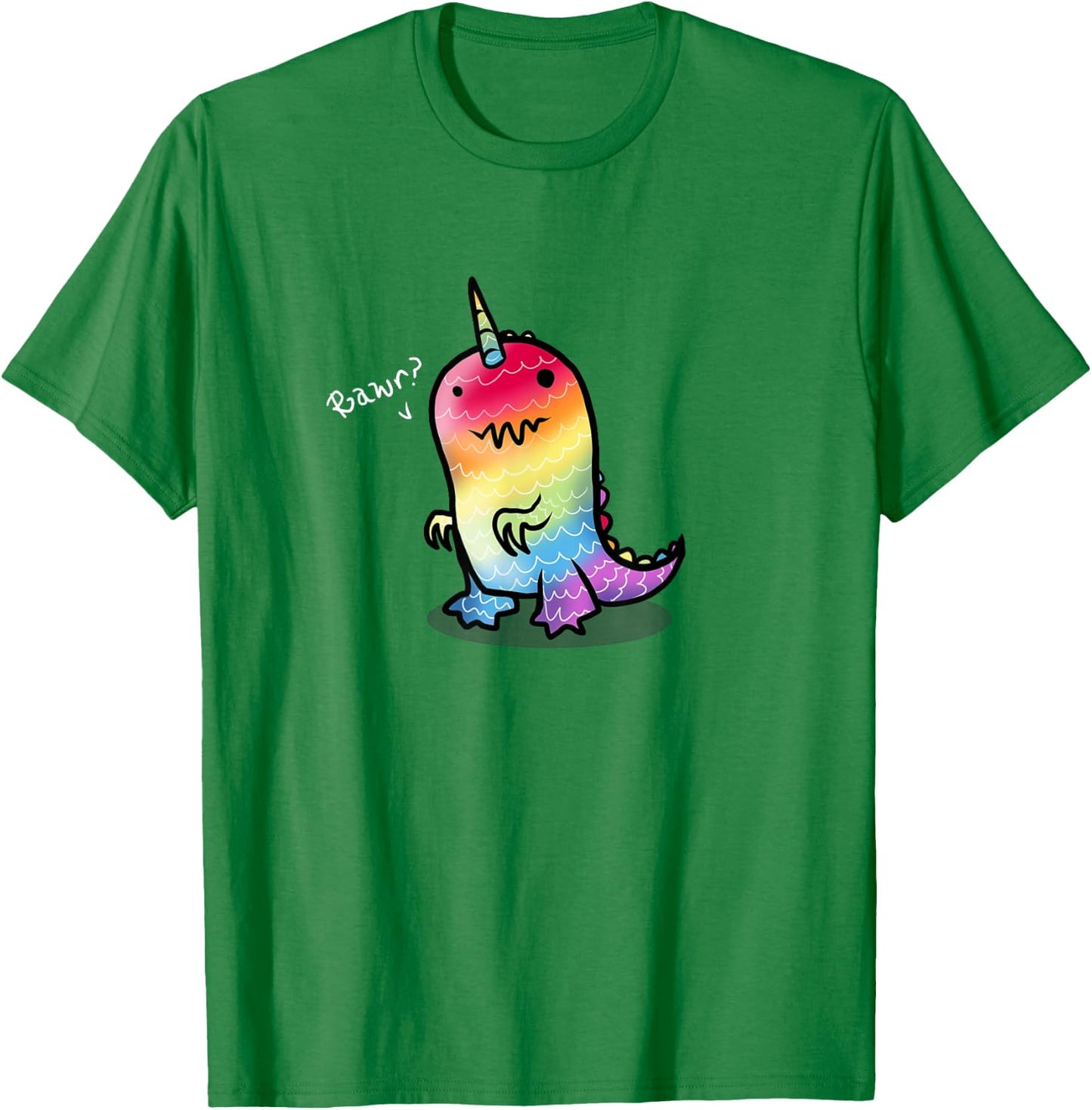 RAWR! | Cute Rainbow Dinosaur Unicorn Shirt T-Shirt - T-Shirt | Irish Green