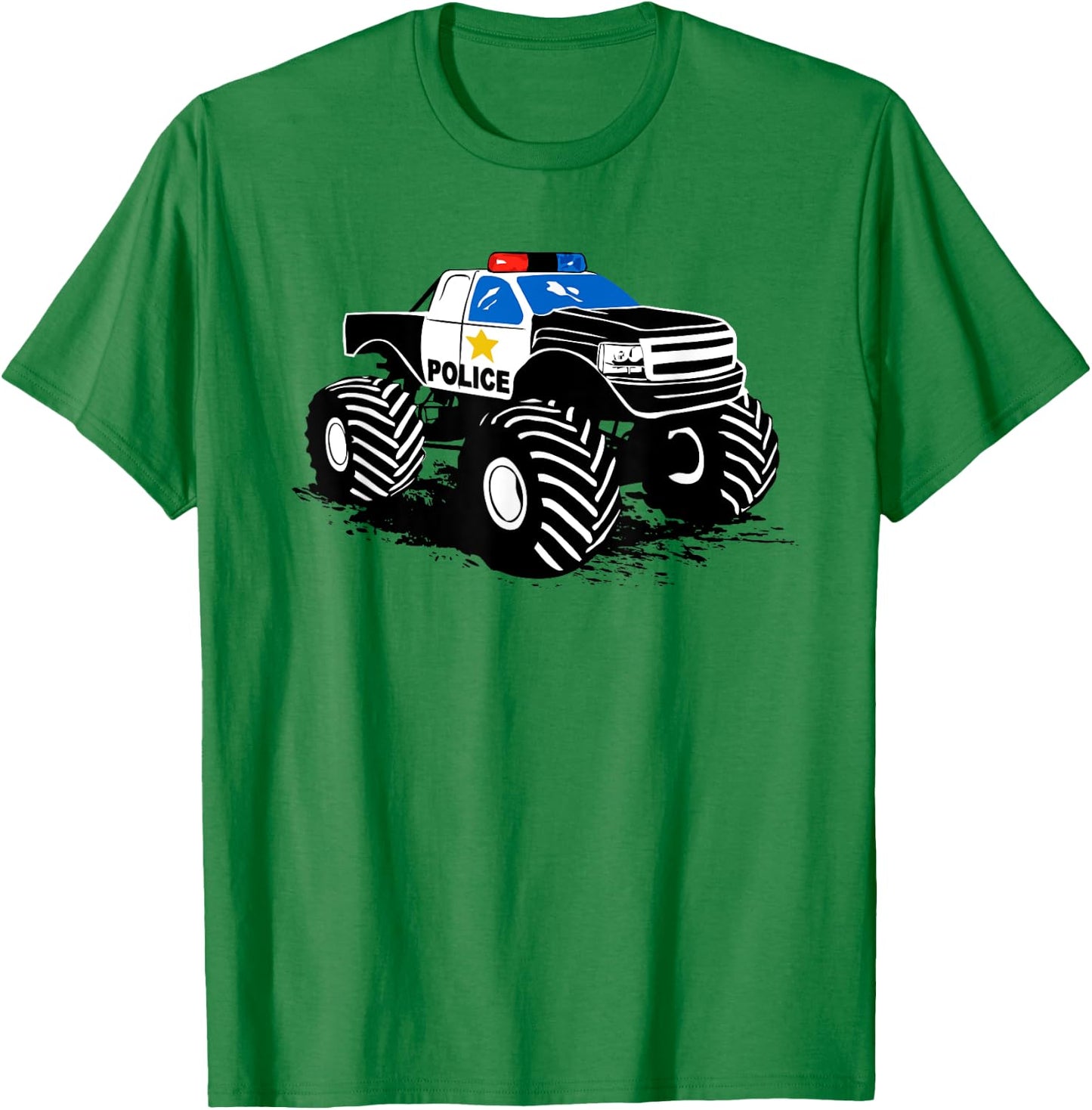 Children Crash Police Monster Truck Big Foot Crush T-Shirt - T-Shirt | Irish Green