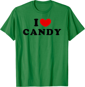 I Love Candy, I Heart Candy T-Shirt - T-Shirt | Irish Green