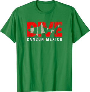 DIVE Cancun Mexico SCUBA DIVING Shark T-Shirt - T-Shirt | Irish Green