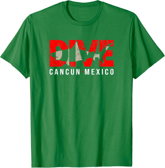 DIVE Cancun Mexico SCUBA DIVING Shark T-Shirt - T-Shirt | Irish Green