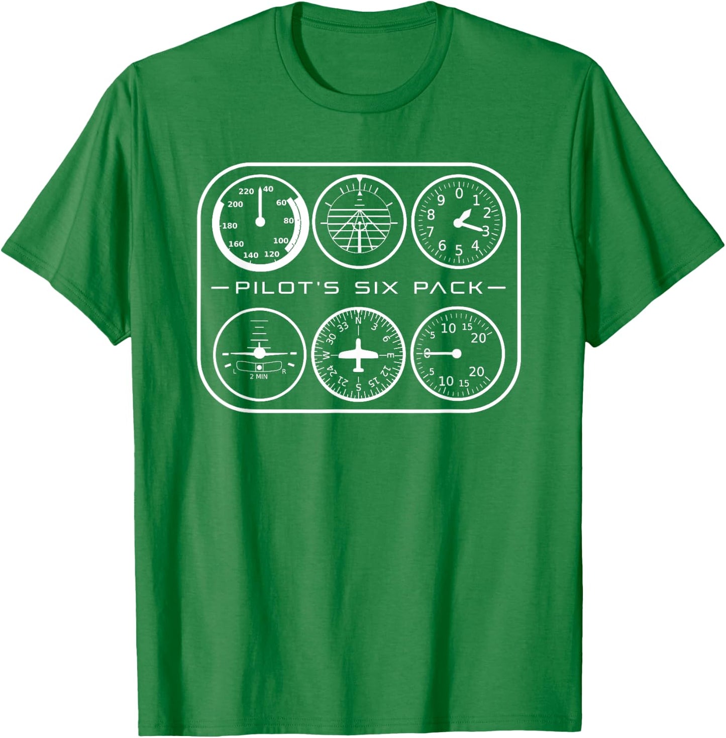 Pilot's Six Pack | Flight Instruments Aviation Shirt T-Shirt - T-Shirt | Irish Green