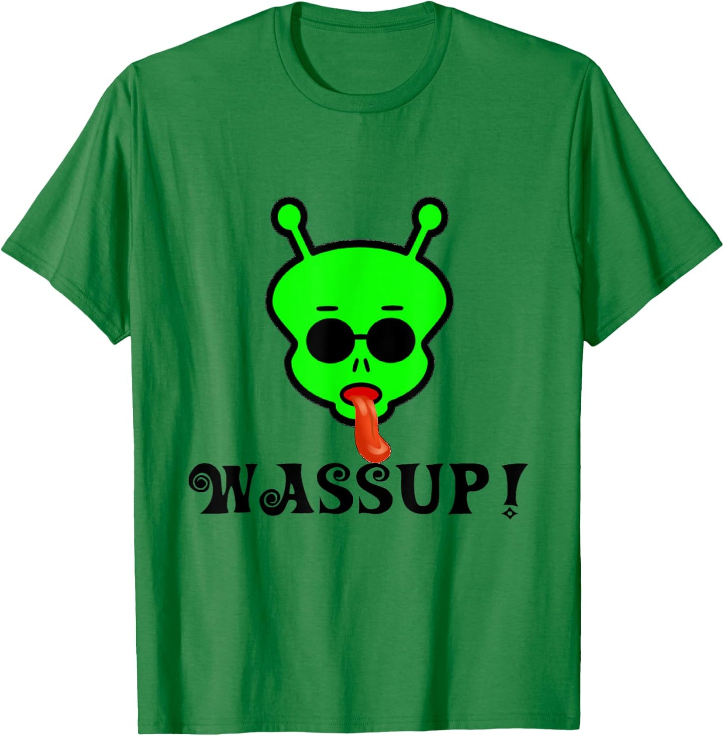 Wassup Space Alien With Tongue T-Shirt - T-Shirt | Irish Green