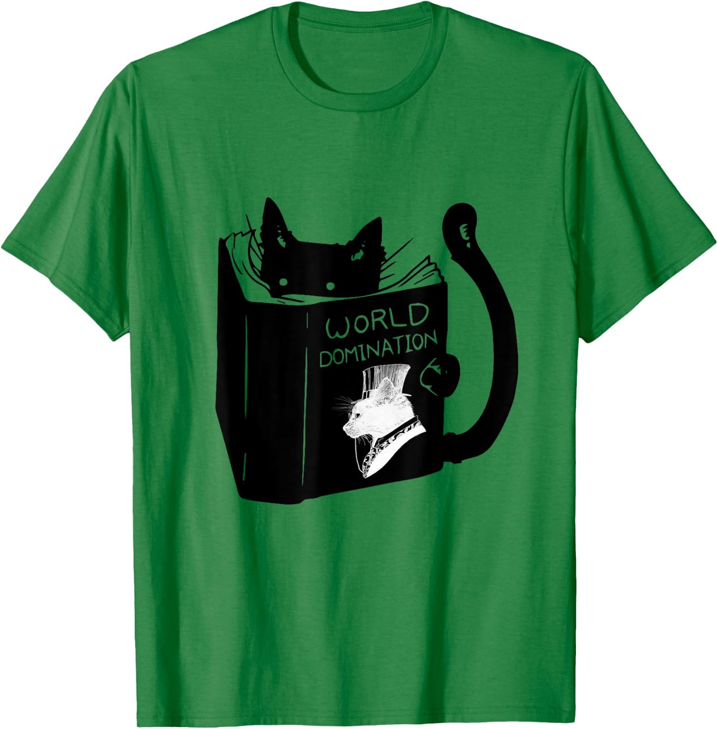 Pet Cat World Domination - -Adults, Small, White, Short Sleeve T-Shirt - T-Shirt | Irish Green
