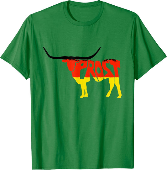 Oktoberfest Texas Longhorn Design Prost German Beer Festival T-Shirt - T-Shirt | Irish Green
