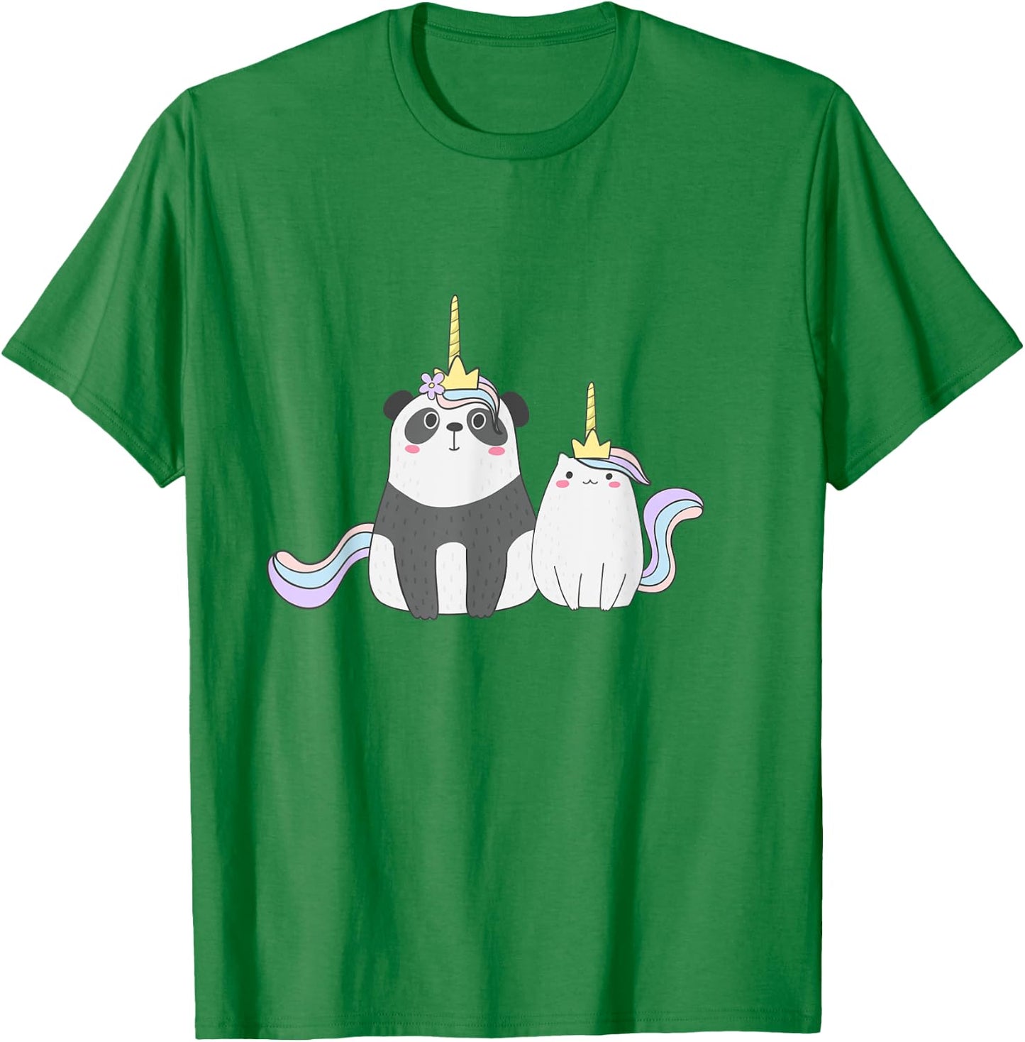 Cute Pandacorn and Caticorn Magical Creature T-Shirt - T-Shirt | Irish Green