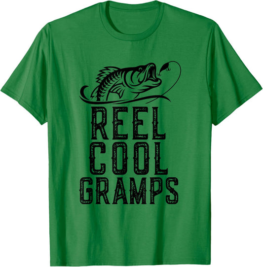 Reel Cool Gramps Fishing Fisherman Funny Retro T-Shirt - T-Shirt | Irish Green