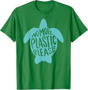 No More Plastic Please Turtle T-Shirt - T-Shirt | Irish Green