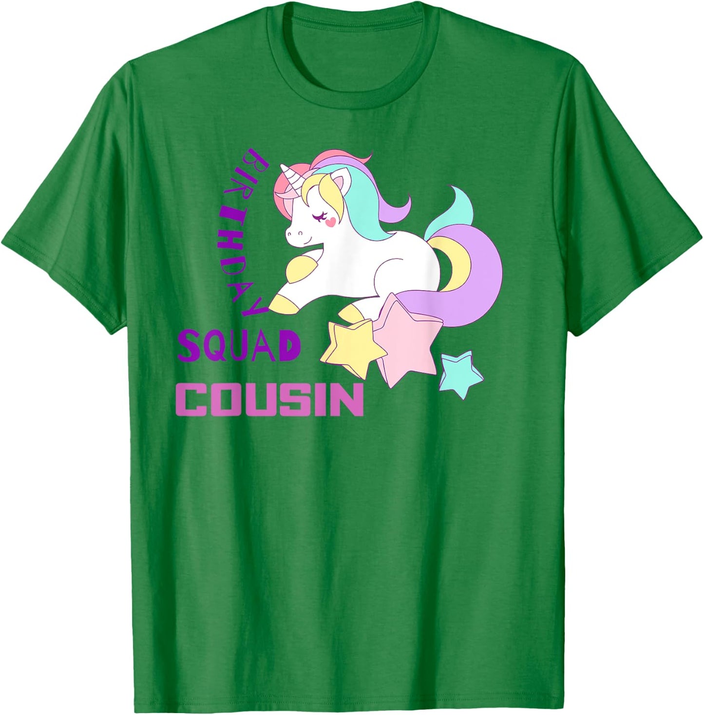 Cousin Of The Birthday Girl Unicorn Party Squad T-Shirt - T-Shirt | Irish Green