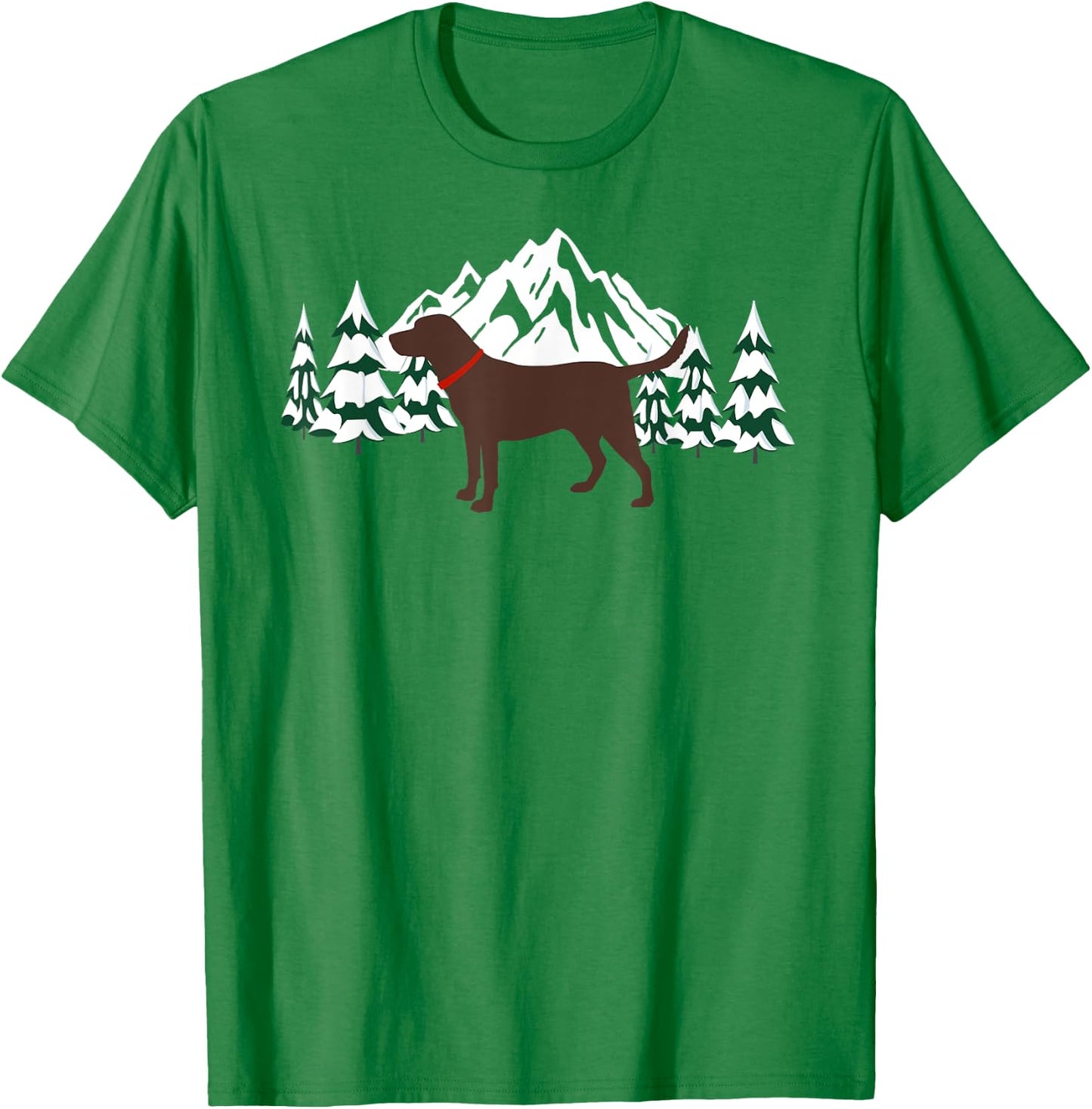Chocolate Labrador Retriever Winter Snow Scene T-Shirt - T-Shirt | Irish Green