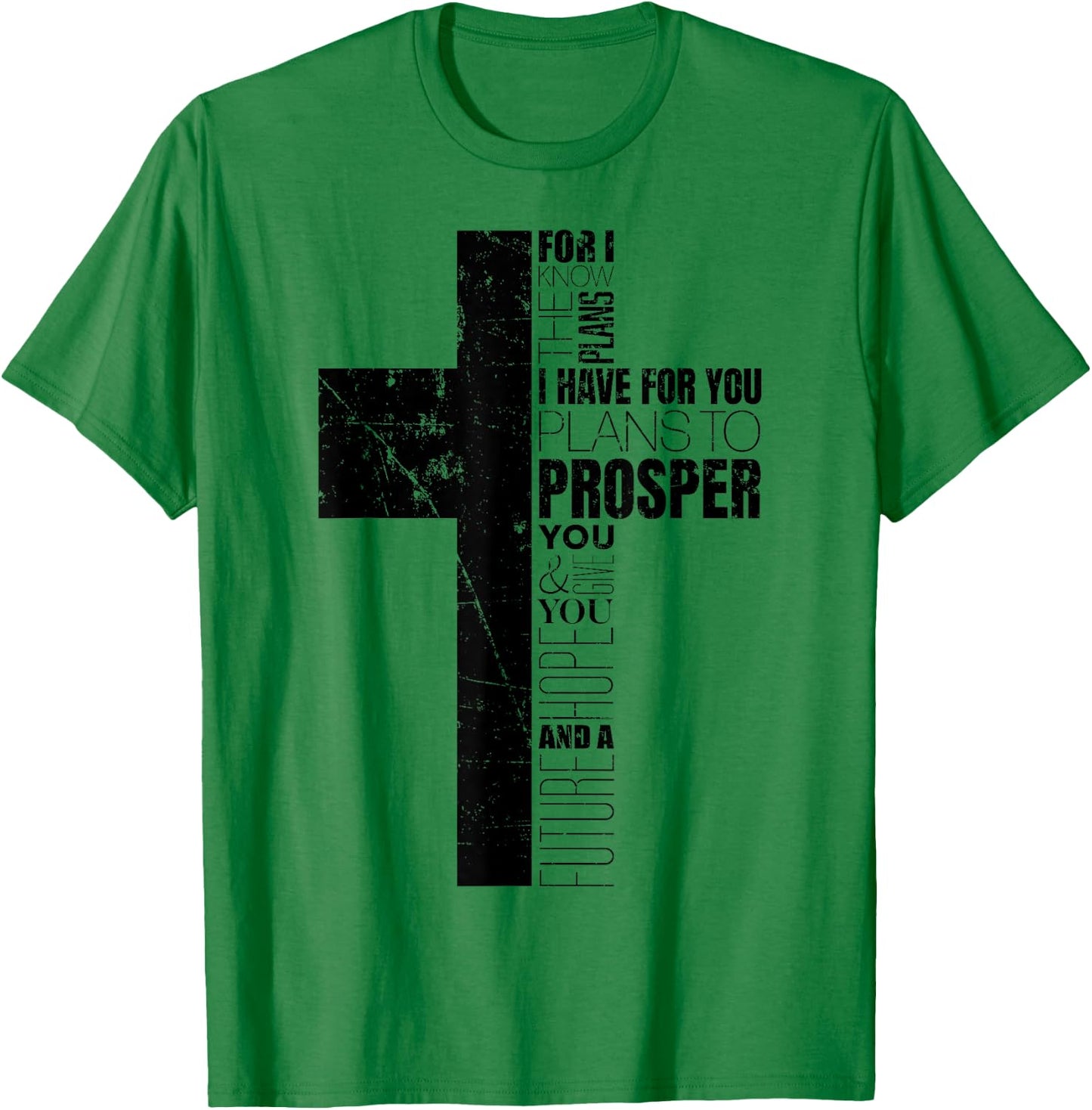 Jeremiah 29:11 Christian Bible Verse Cross Faith Graphic T-Shirt - T-Shirt | Irish Green