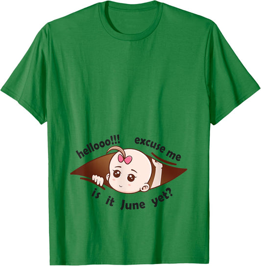 June to be Born Baby Girl Pregnancy Announcement Mother Gift T-Shirt - T-Shirt | Irish Green