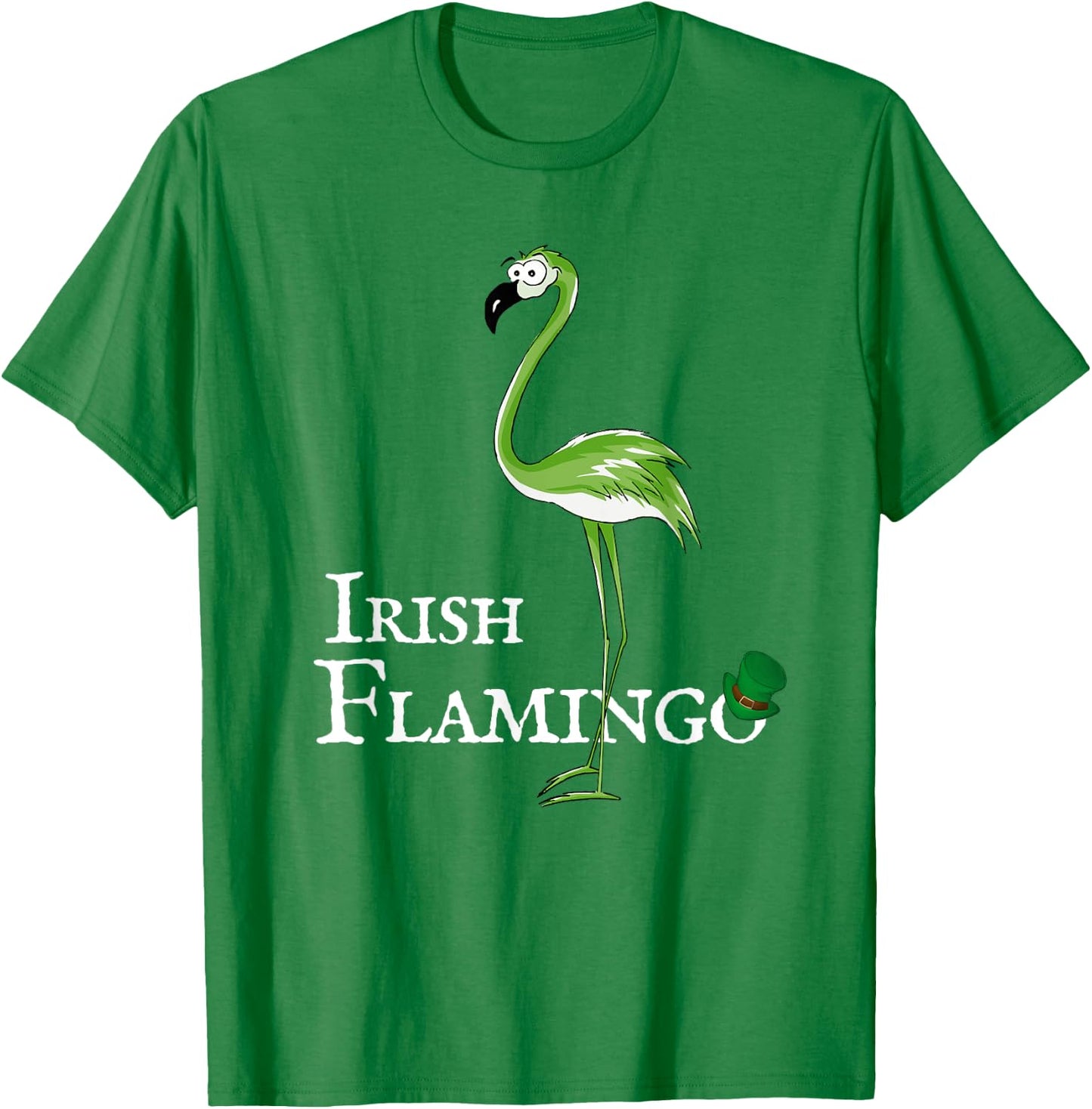 Funky Irish Flamingo Green Bird St Patricks Day T-Shirt - T-Shirt | Irish Green