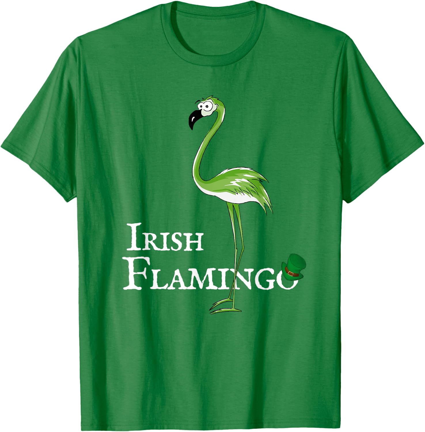 Funky Irish Flamingo Green Bird St Patricks Day T-Shirt - T-Shirt | Irish Green