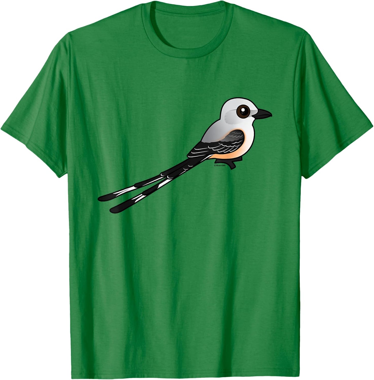 Cute Cartoon Scissor-tailed Flycatcher Bird Illustration T-Shirt - T-Shirt | Irish Green