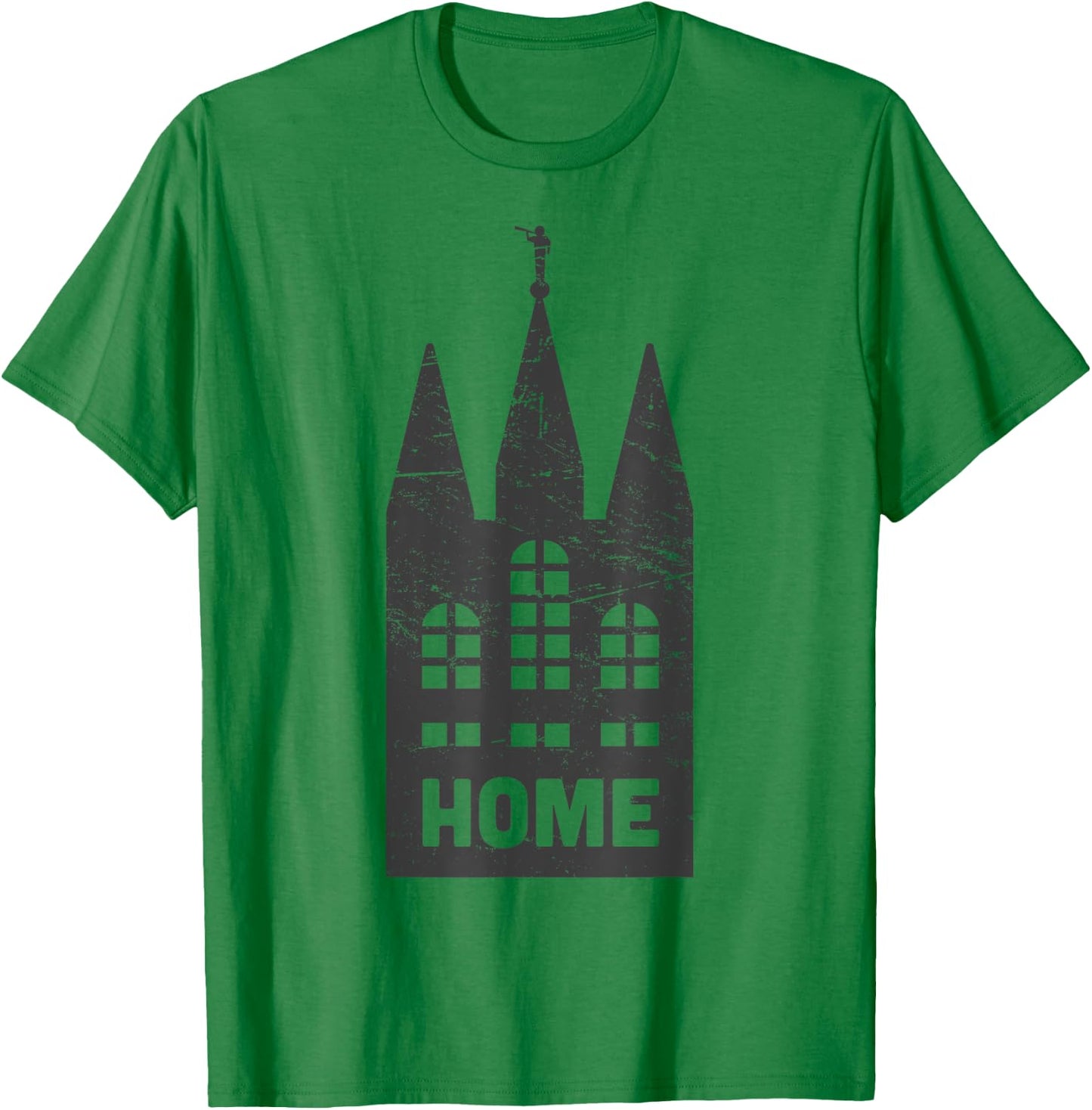 Mormon LDS Temple "Home" Distressed T-Shirt - T-Shirt | Irish Green