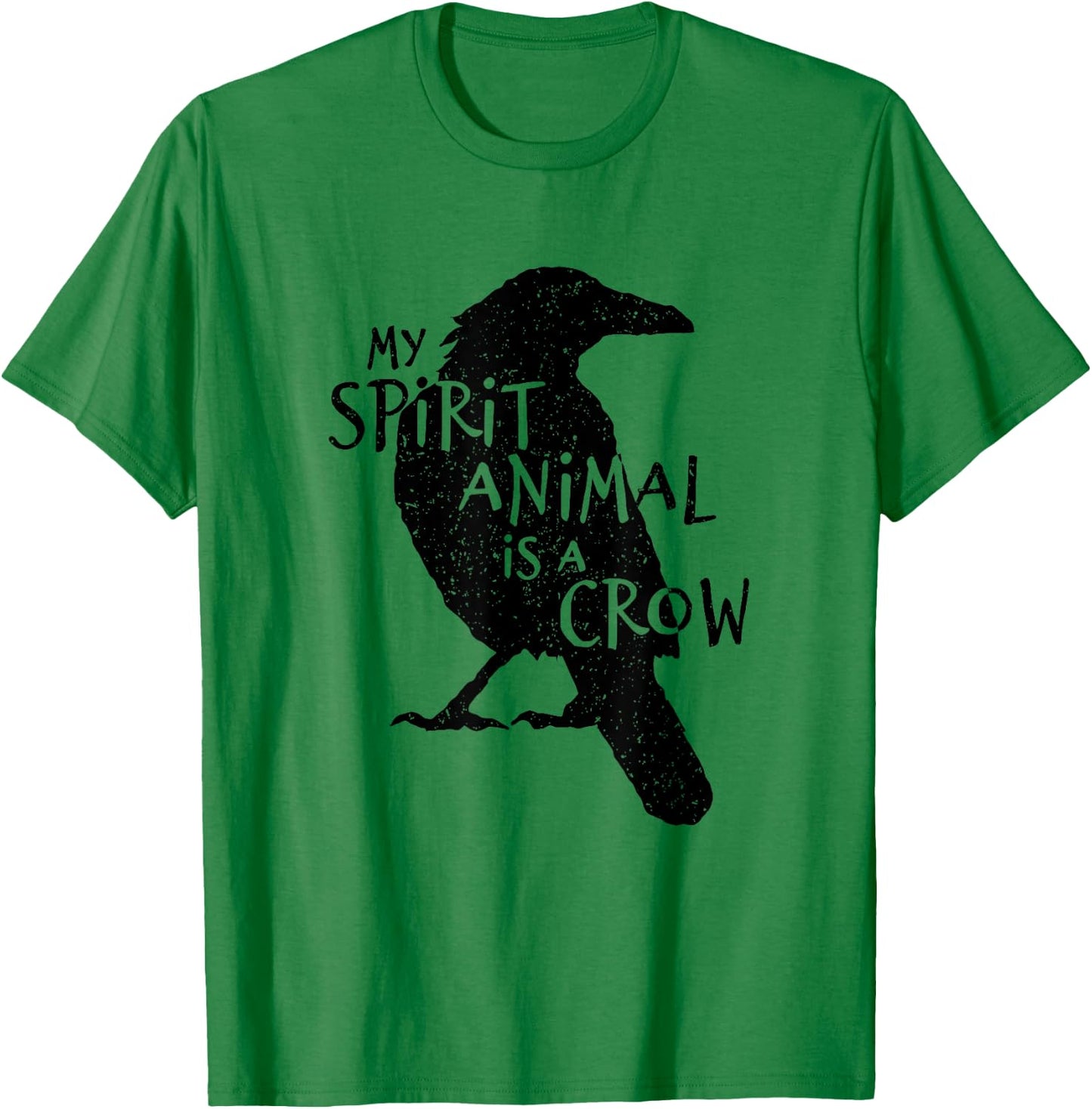 Black Crow Silhouette My Spirit Animal Is A Crow Gothic Bird T-Shirt - T-Shirt | Irish Green