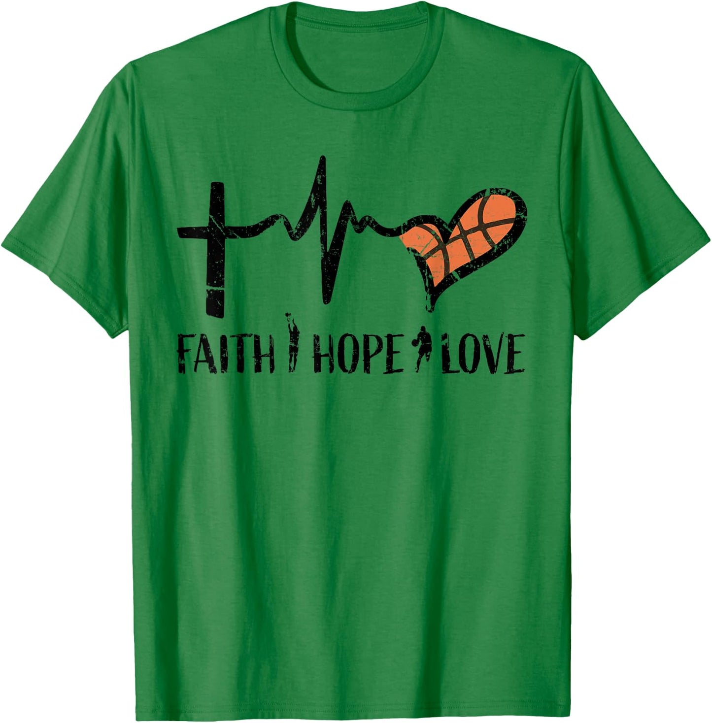 Christian Basketball Gifts Faith Hope Love Religious Kids T-Shirt - T-Shirt | Irish Green
