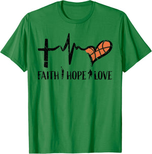 Christian Basketball Gifts Faith Hope Love Religious Kids T-Shirt - T-Shirt | Irish Green