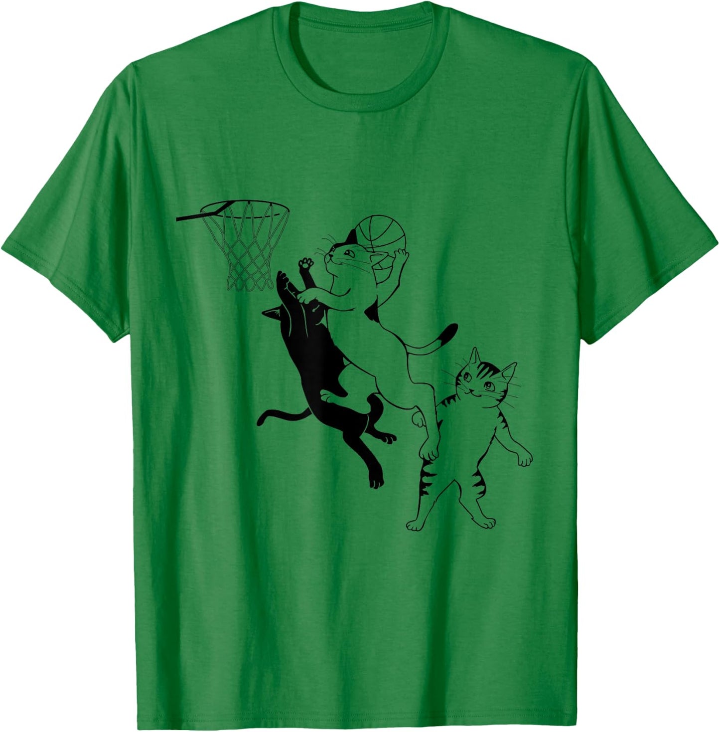 Cats Playing Basketball T-Shirt - T-Shirt | Irish Green