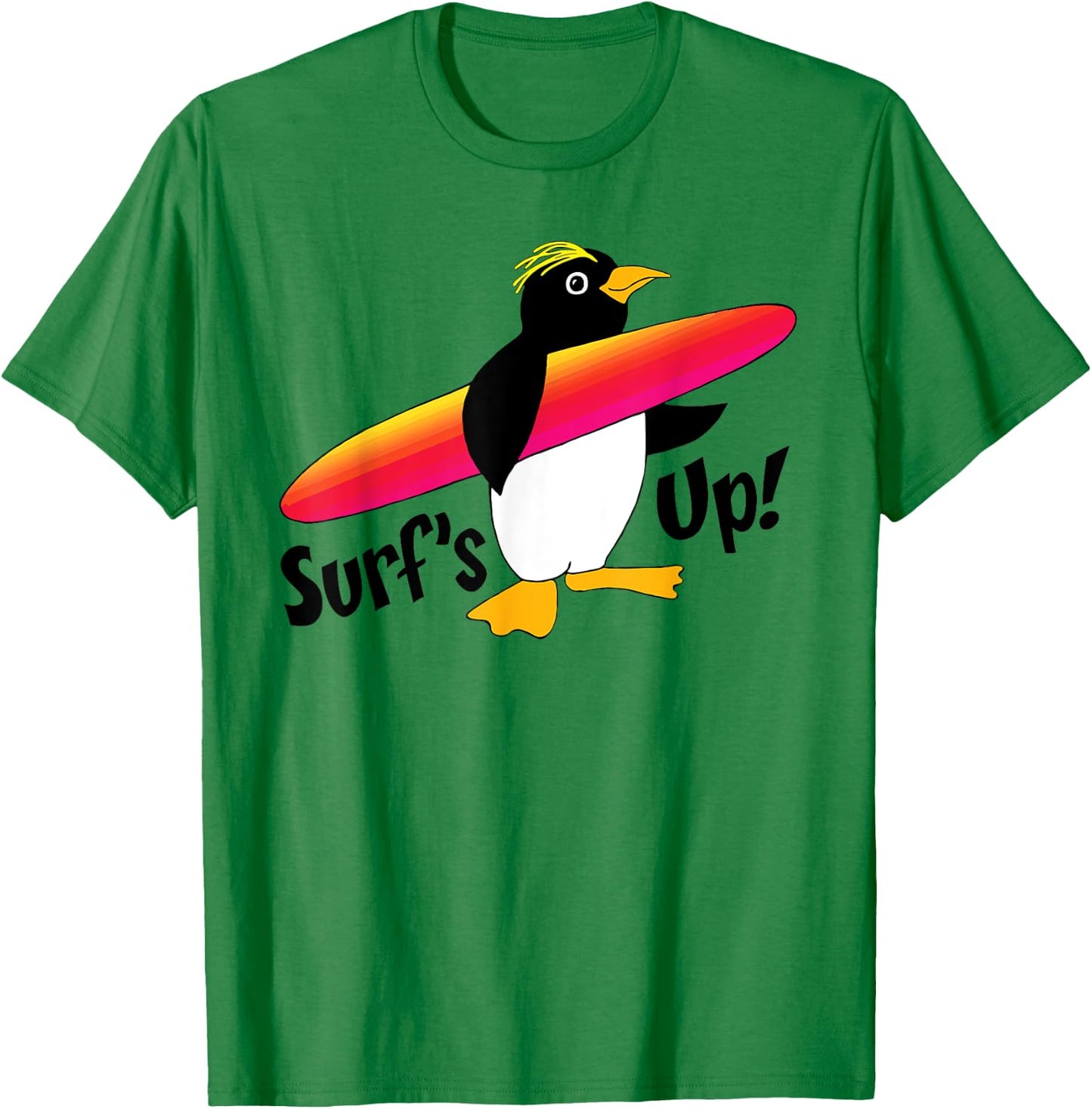 Cute Surfer Penguin T-Shirt - T-Shirt | Irish Green