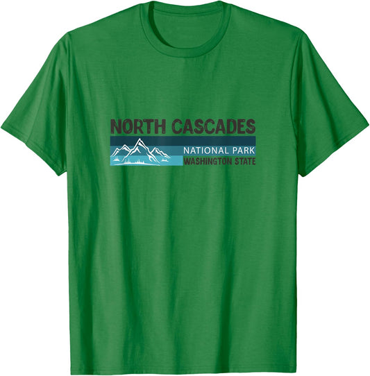Vintage The North Cascades National Park Mountains Retro T-Shirt - T-Shirt | Irish Green