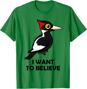 I Want To Believe Ivory-billed Woodpecker Birdorable Design T-Shirt - T-Shirt | Irish Green