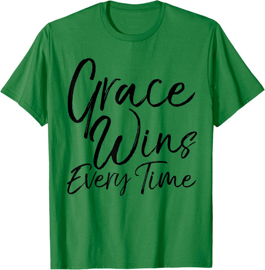 Grace Wins Every Time Shirt Vintage Inspirational Christian T-Shirt - T-Shirt | Irish Green