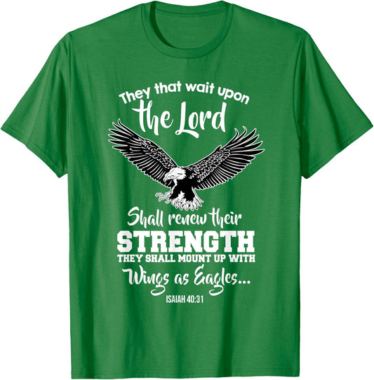 Wings Like Eagles Isaiah 40:31 Christian Message T-Shirt - T-Shirt | Irish Green