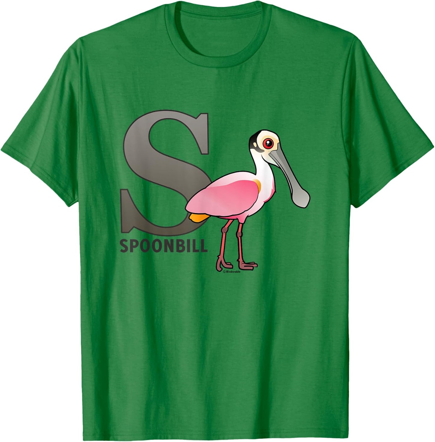 S is for Spoonbill Cute Cartoon Bird Alphabet Gift T-Shirt - T-Shirt | Irish Green