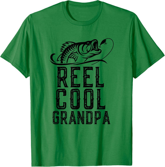 Reel Cool Grandpa Fishing Fisherman Funny Retro T-Shirt - T-Shirt | Irish Green