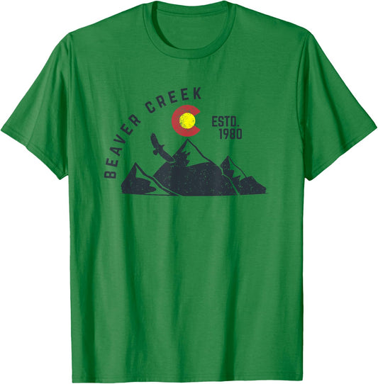 Beaver Creek Est 1980 Colorado Vintage Black Gift T-Shirt - T-Shirt | Irish Green