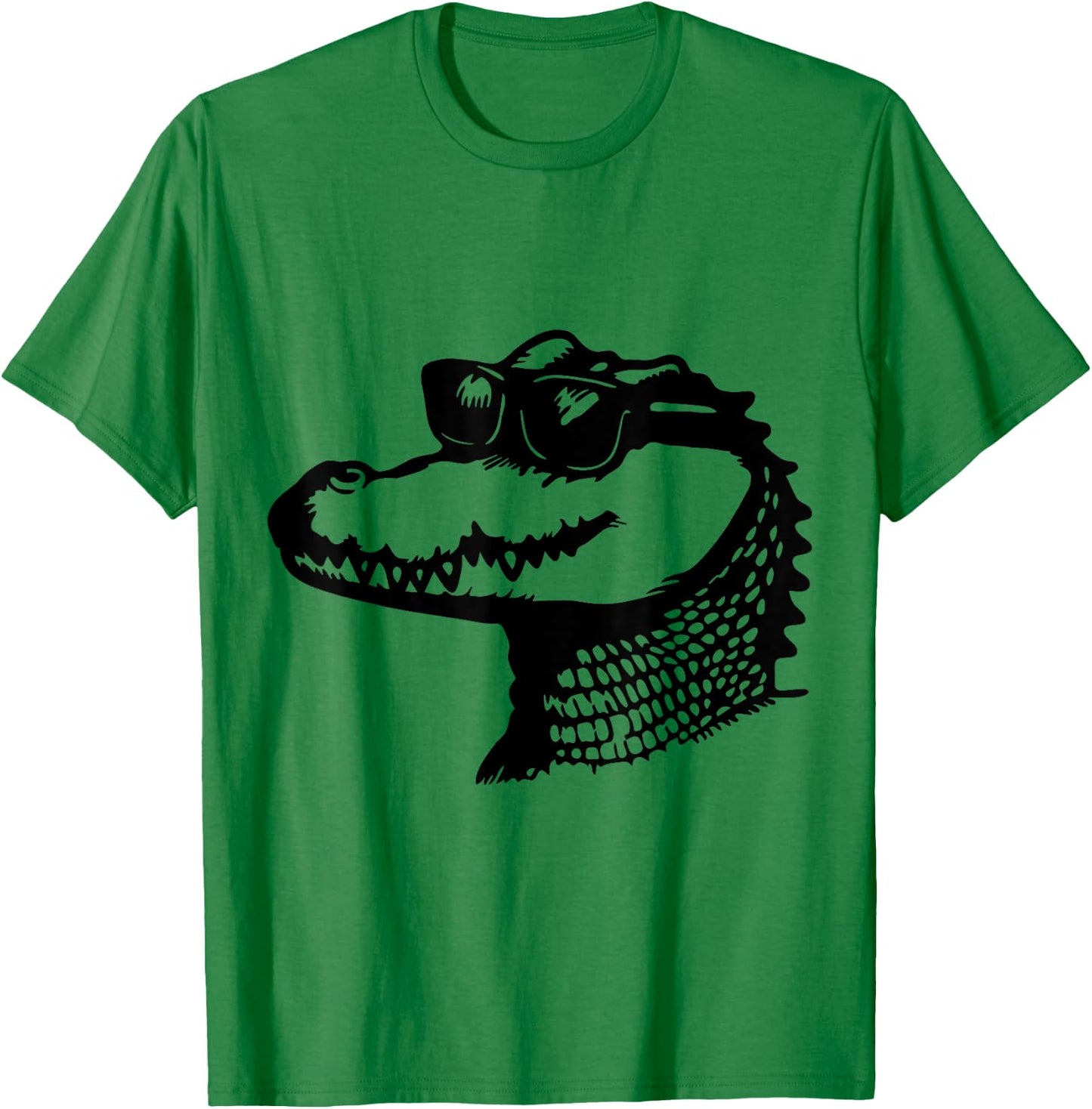 Crocodile with Sunglasses | Fun and Quirky Animal Art T-Shirt - T-Shirt | Irish Green