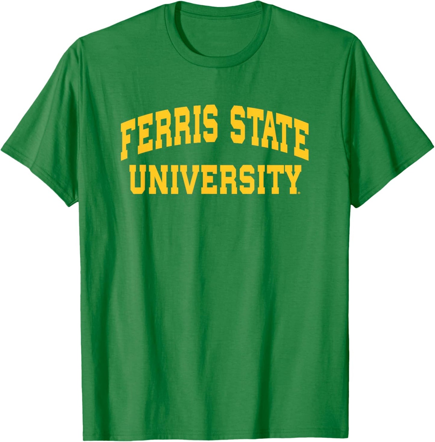 Ferris State University Bulldogs Block University Stacked T-Shirt - T-Shirt | Irish Green