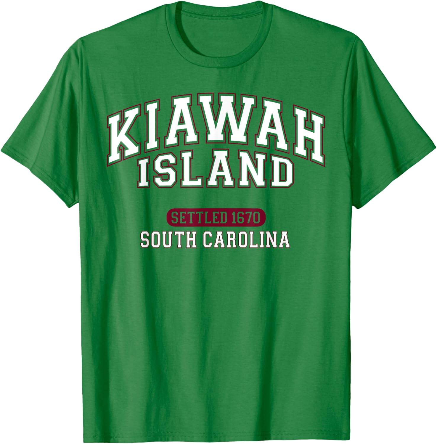 Kiawah Island South Carolina Settled 1670 Sports White Red T-Shirt - T-Shirt | Irish Green