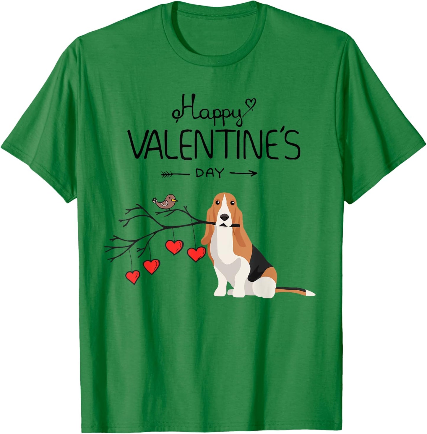 Dog Is My Valentines Day Basset Hound T-Shirt - T-Shirt | Irish Green