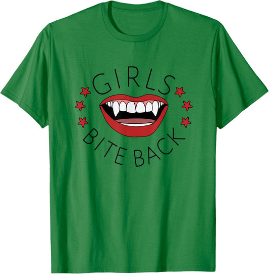 Riot Girls Bite Back 90s Vampire Fang Grrrls Design T-Shirt - T-Shirt | Irish Green