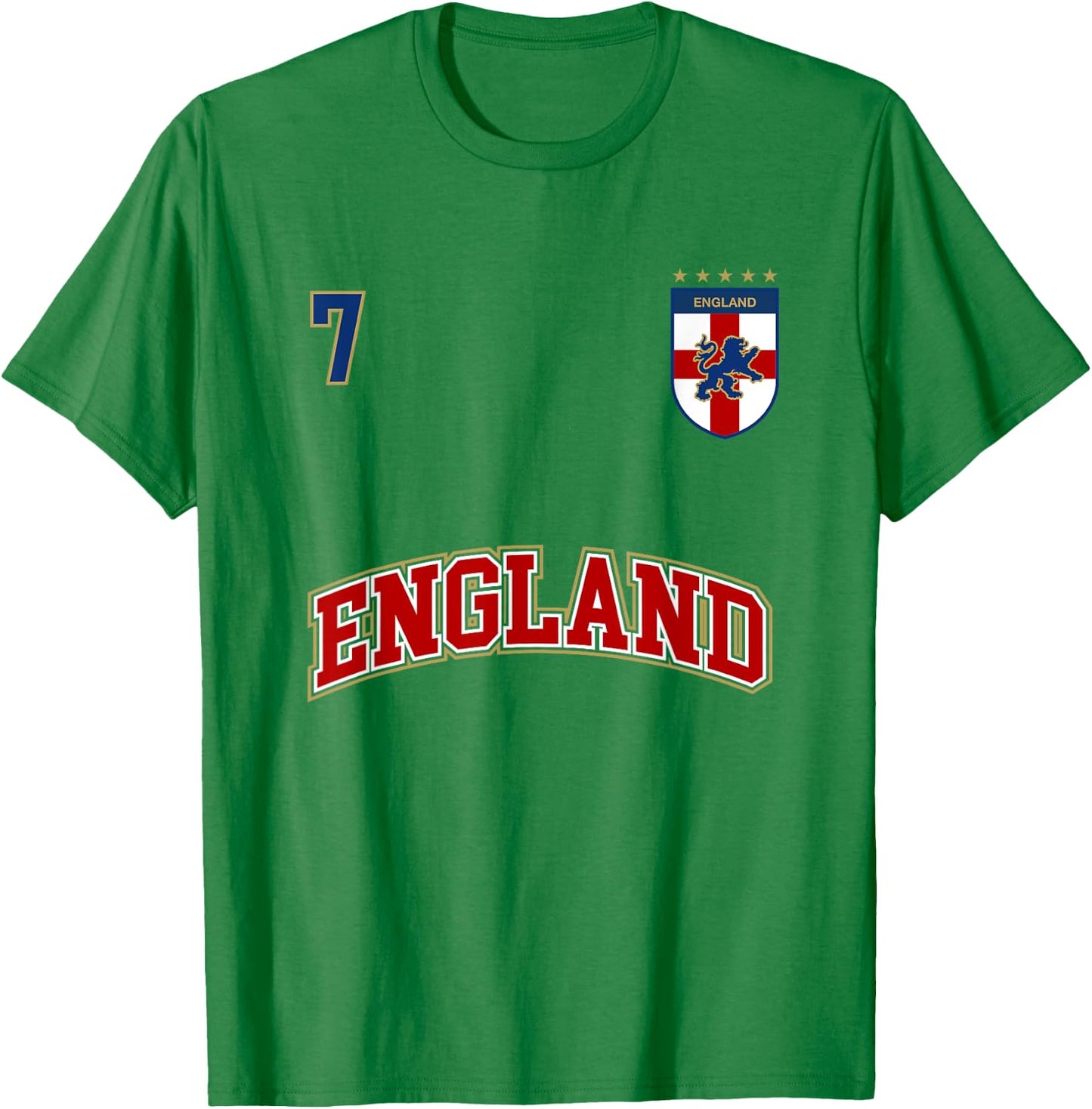 England Football Team Shirt Number 7 + BACK English Flag T-Shirt - T-Shirt | Irish Green