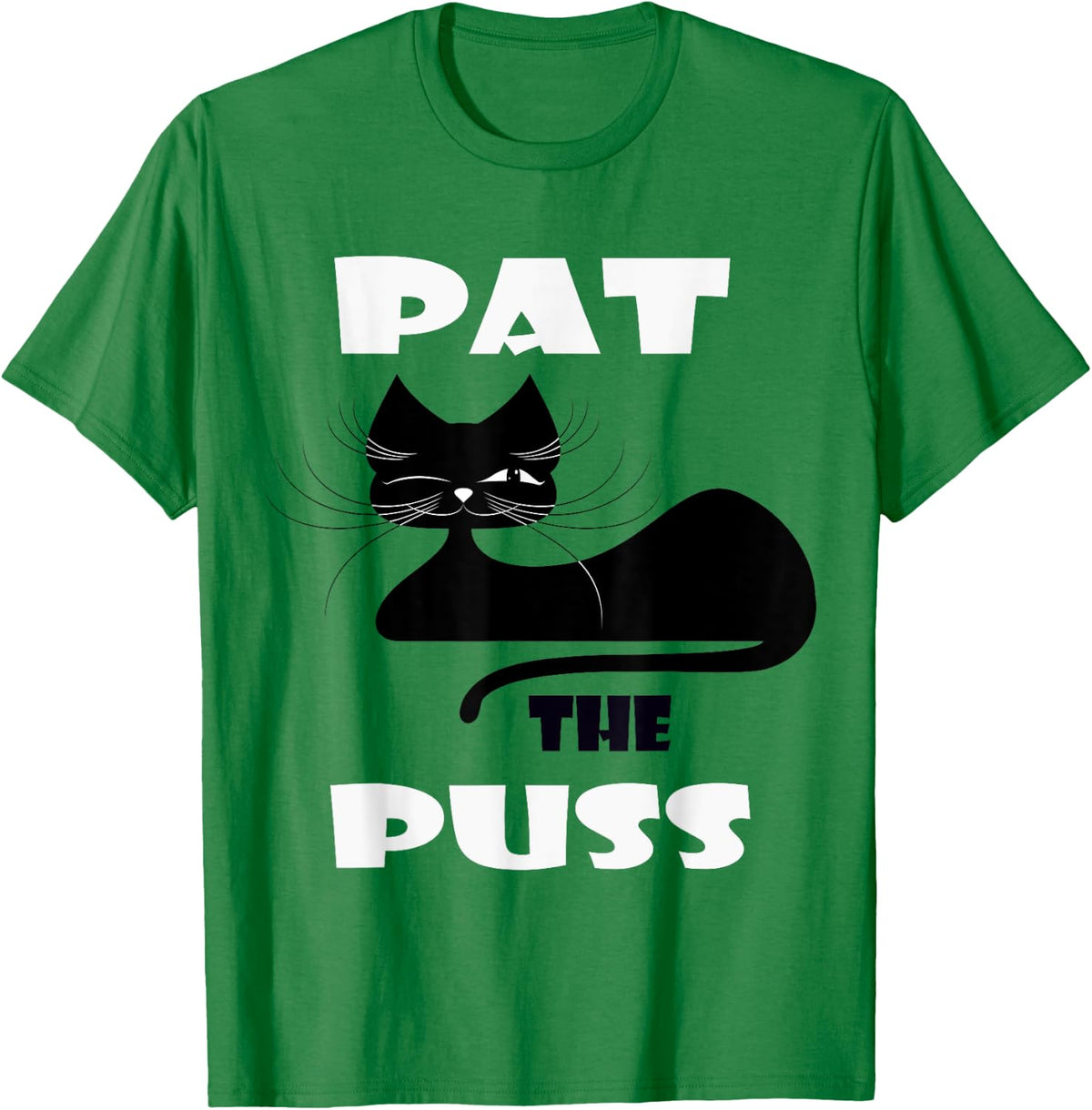 Pat the Puss Black Cat Winking Kitty Pet Cat T Shirt Men Women T-Shirt - T-Shirt | Irish Green