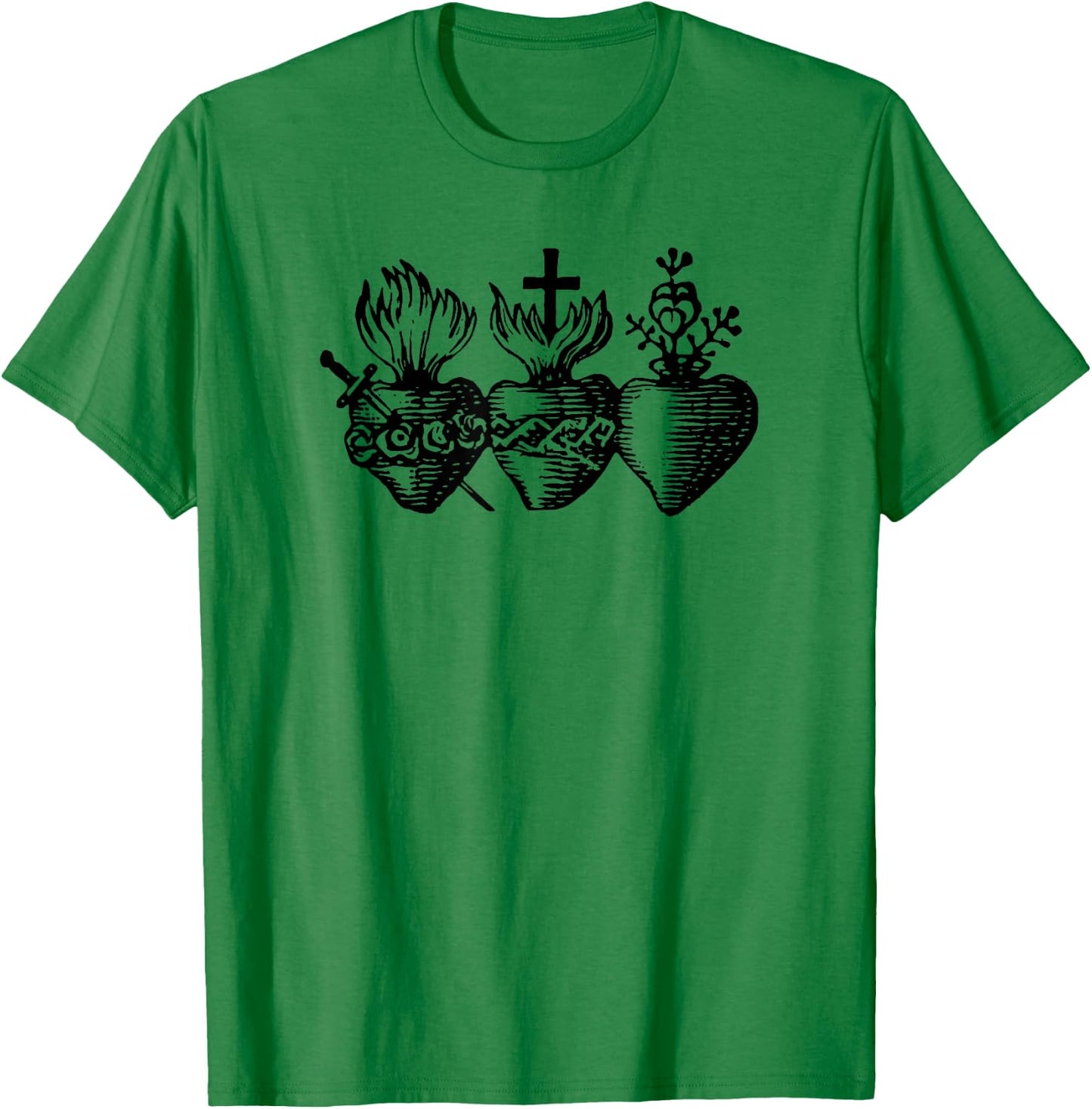 Sacred Heart - Religious Icon Art DTF403a T-Shirt - T-Shirt | Irish Green