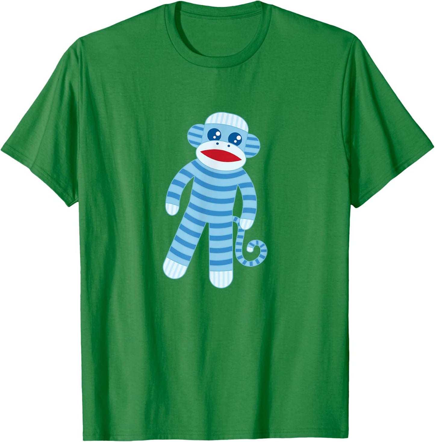 Cute Blue Striped Sock Monkey T-Shirt - T-Shirt | Irish Green