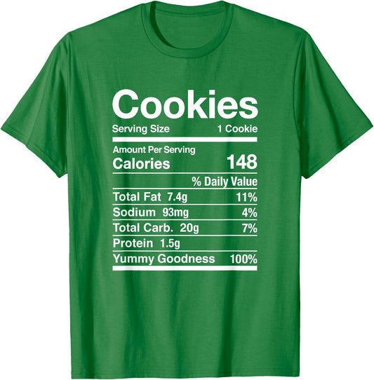 Cookie Nutrition Facts Thanksgiving Matching T-Shirt - T-Shirt | Irish Green