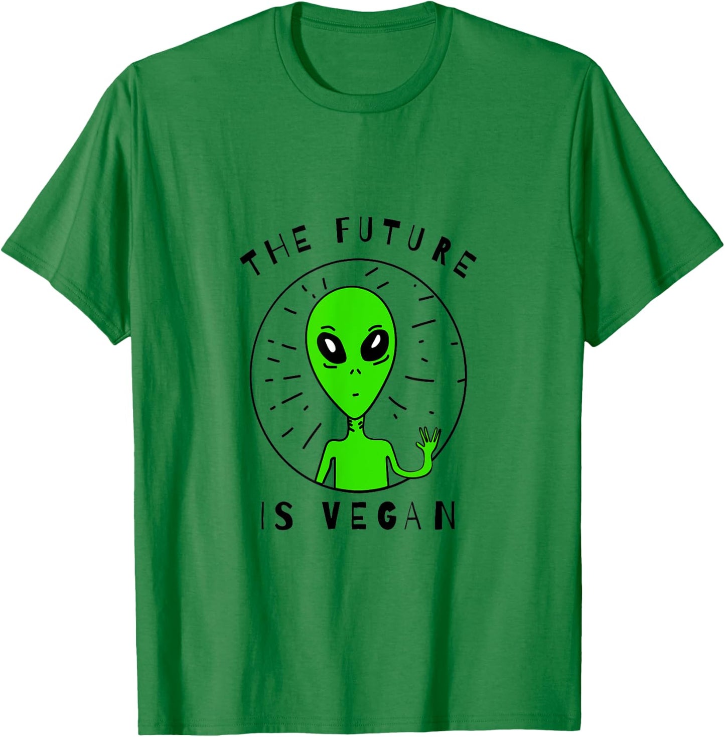 The Future Is Vegan Vegan Alien Peace and Love Vegan Shirt T-Shirt - T-Shirt | Irish Green