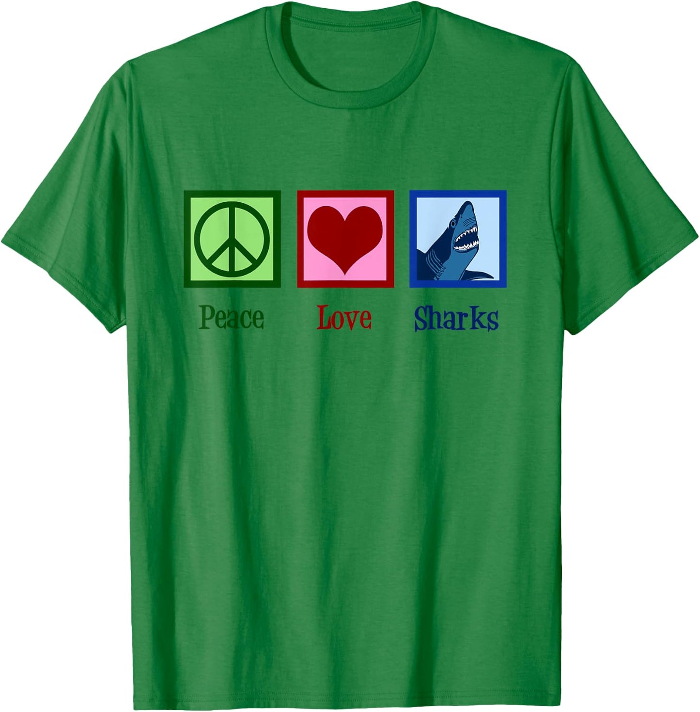 Peace Love Sharks T-Shirt - T-Shirt | Irish Green